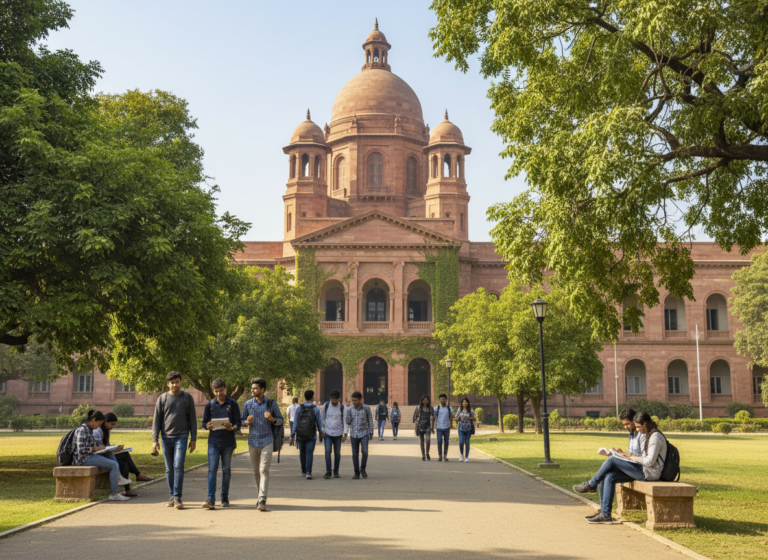 Students and young founders on a university campus